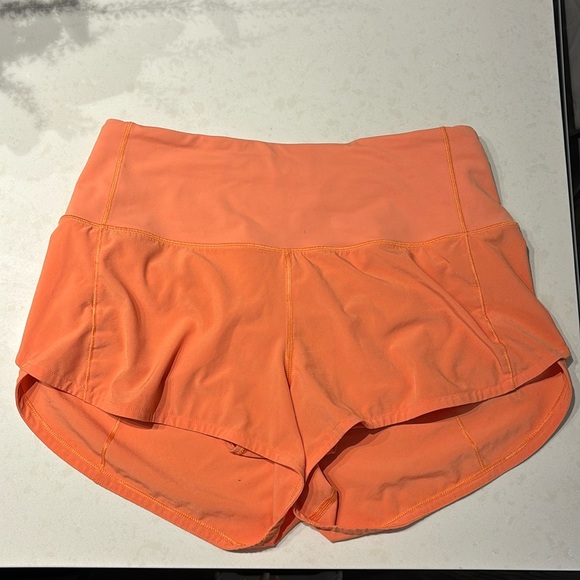 Lululemon speed up lined shorts 2.5” in orange SIZE 4 - Picture 1 of 2
